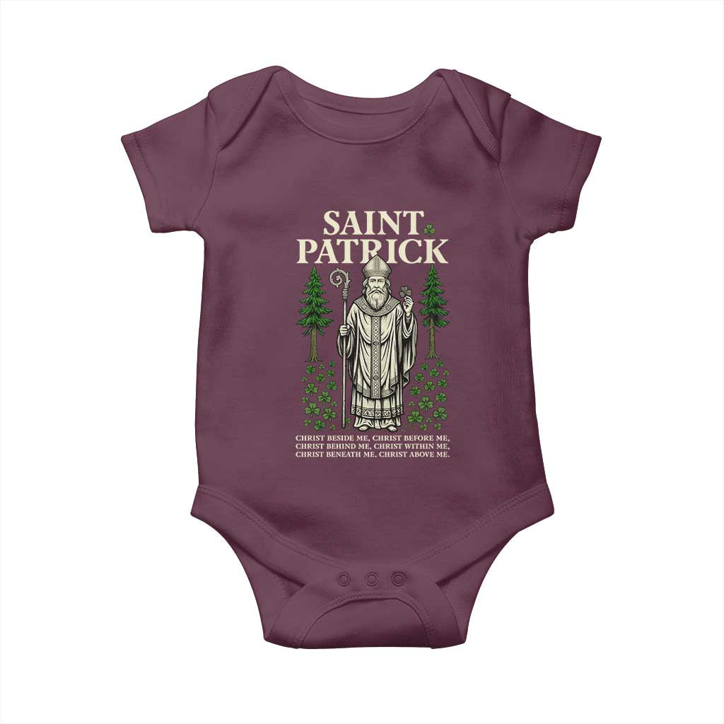 Saint Patrick Breastplate Prayer Baby Onesie Irish Christian Gift TS12 Maroon Print Your Wear