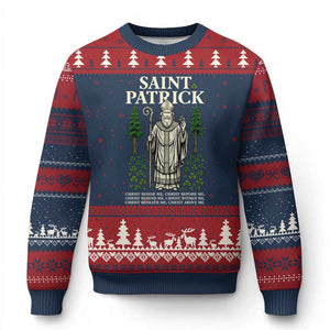 Saint Patrick Breastplate Prayer Ugly Christmas Sweater Irish Christian Gift TS12 Navy Red Print Your Wear
