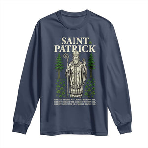 Saint Patrick Breastplate Prayer Long Sleeve Shirt Irish Christian Gift TS12 Navy Print Your Wear