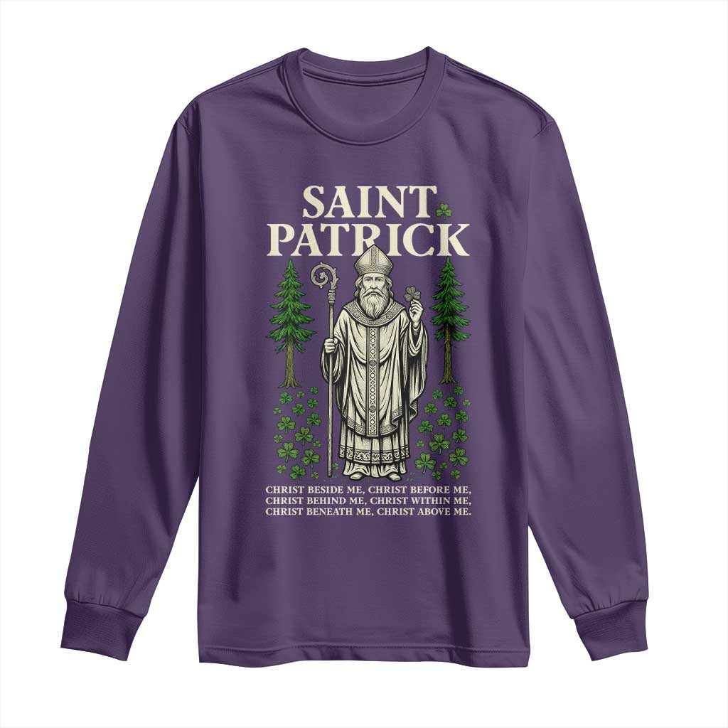 Saint Patrick Breastplate Prayer Long Sleeve Shirt Irish Christian Gift TS12 Purple Print Your Wear