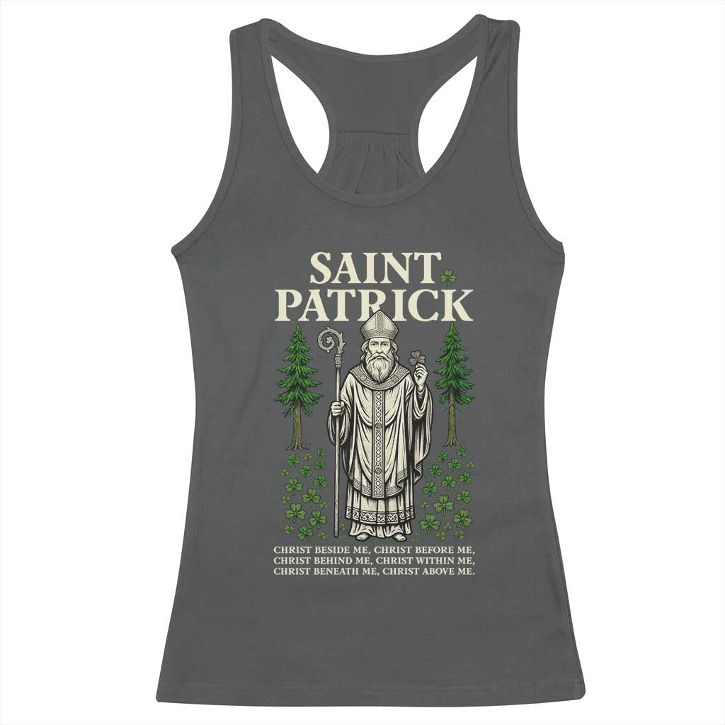 Saint Patrick Breastplate Prayer Racerback Tank Top Irish Christian Gift TS12 Dark Heather Print Your Wear