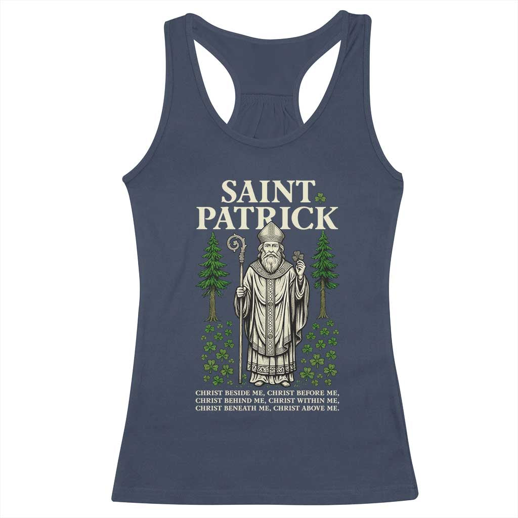 Saint Patrick Breastplate Prayer Racerback Tank Top Irish Christian Gift TS12 Navy Print Your Wear