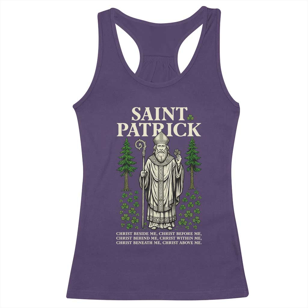 Saint Patrick Breastplate Prayer Racerback Tank Top Irish Christian Gift TS12 Purple Print Your Wear