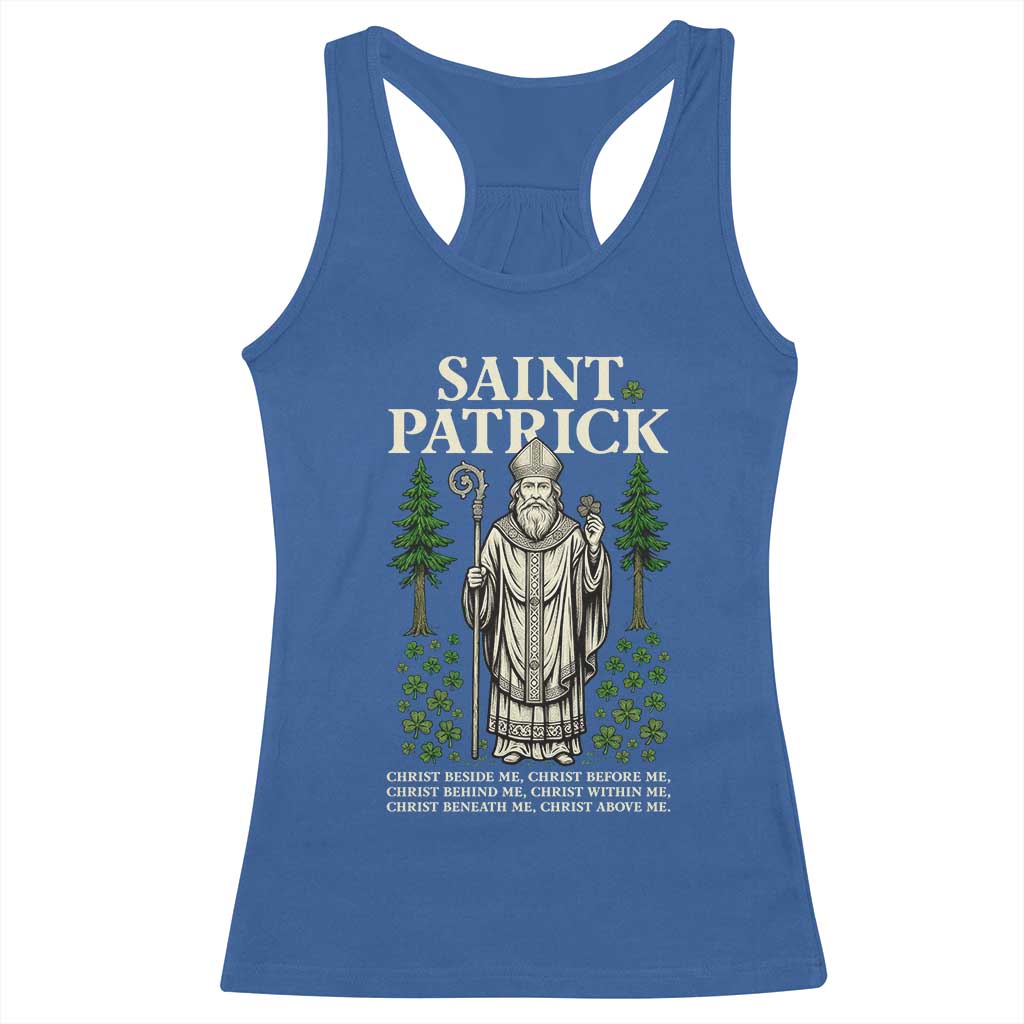 Saint Patrick Breastplate Prayer Racerback Tank Top Irish Christian Gift TS12 Royal Blue Print Your Wear