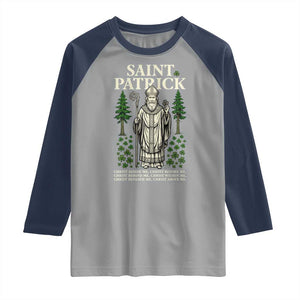 Saint Patrick Breastplate Prayer Raglan Shirt Irish Christian Gift TS12 Sport Gray Navy Print Your Wear