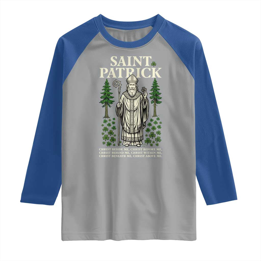 Saint Patrick Breastplate Prayer Raglan Shirt Irish Christian Gift TS12 Sport Gray Royal Print Your Wear