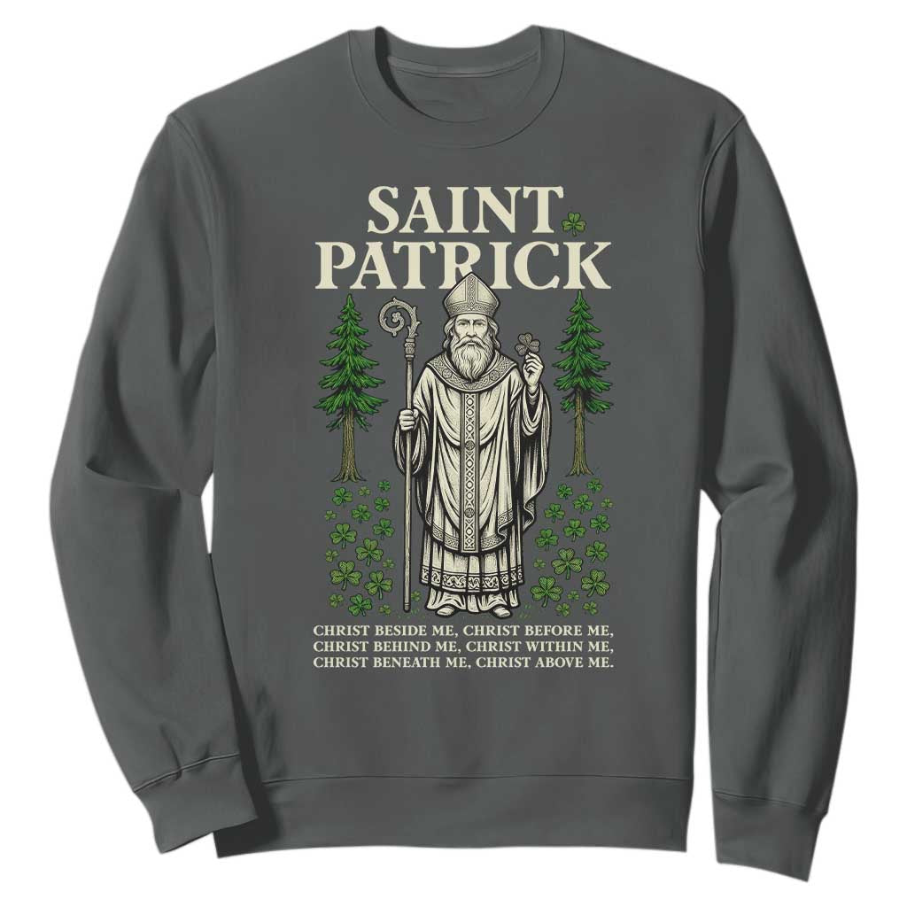 Saint Patrick Breastplate Prayer Sweatshirt Irish Christian Gift TS12 Dark Heather Print Your Wear