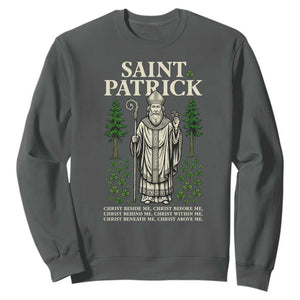 Saint Patrick Breastplate Prayer Sweatshirt Irish Christian Gift TS12 Dark Heather Print Your Wear