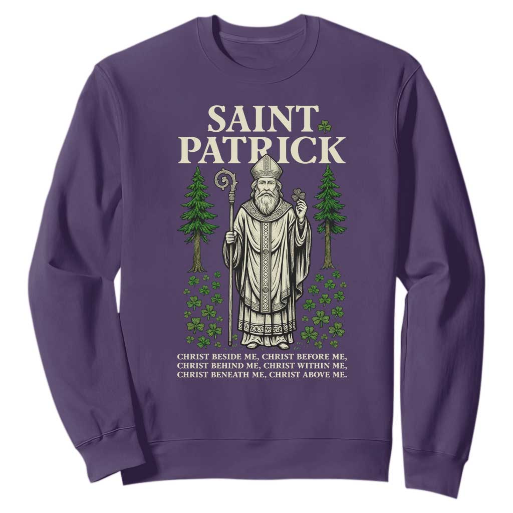 Saint Patrick Breastplate Prayer Sweatshirt Irish Christian Gift TS12 Purple Print Your Wear