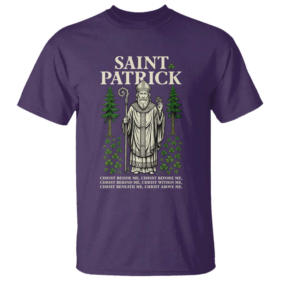 Saint Patrick Breastplate Prayer T Shirt Irish Christian Gift TS12 Purple Print Your Wear