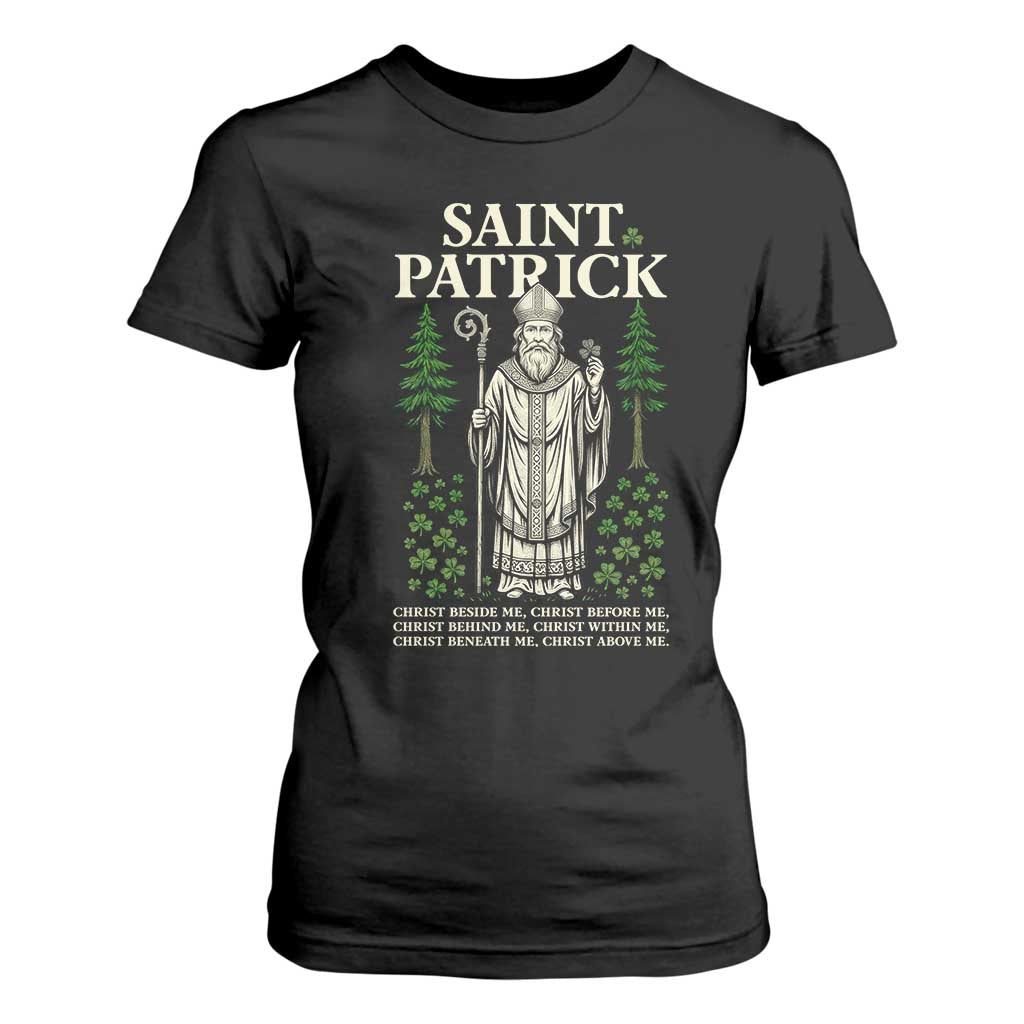 Saint Patrick Breastplate Prayer T Shirt For Women Irish Christian Gift TS12 Black Print Your Wear