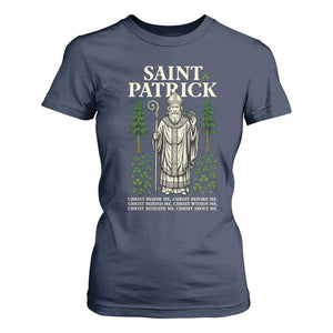 Saint Patrick Breastplate Prayer T Shirt For Women Irish Christian Gift TS12 Navy Print Your Wear