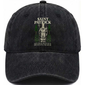 Saint Patrick Breastplate Prayer Washed Cotton Baseball Cap Irish Christian Gift TS12 Washed Cap Universal Fit Black Print Your Wear