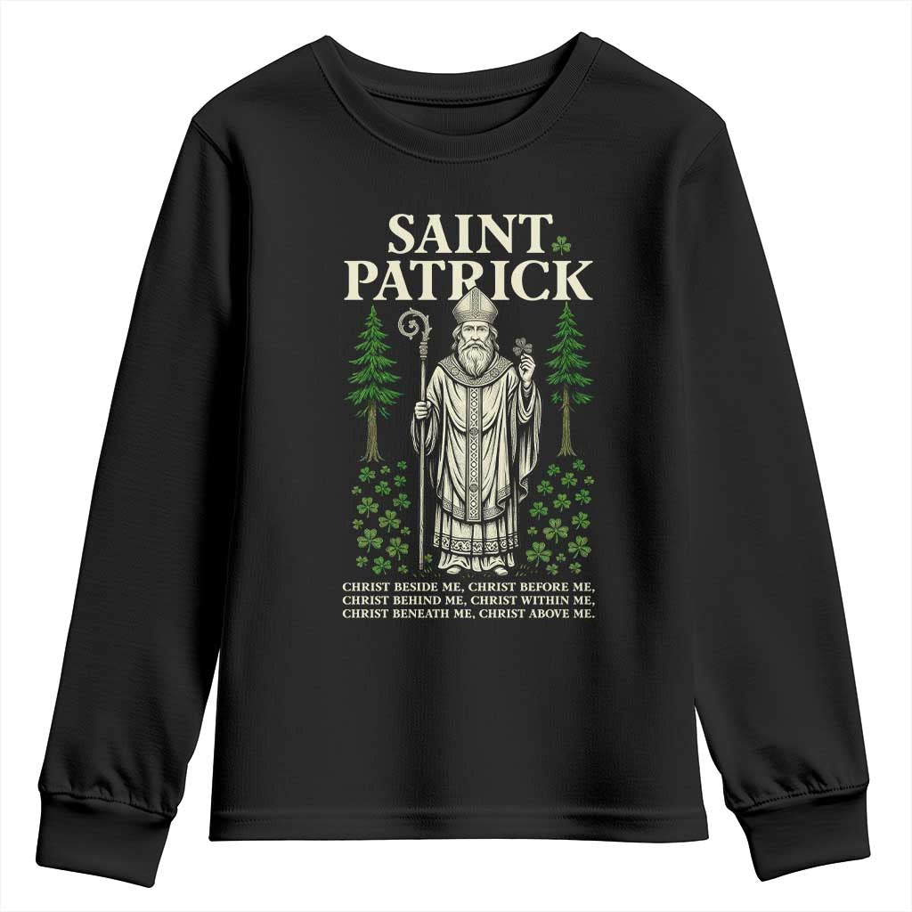 Saint Patrick Breastplate Prayer Youth Sweatshirt Irish Christian Gift TS12 Black Print Your Wear