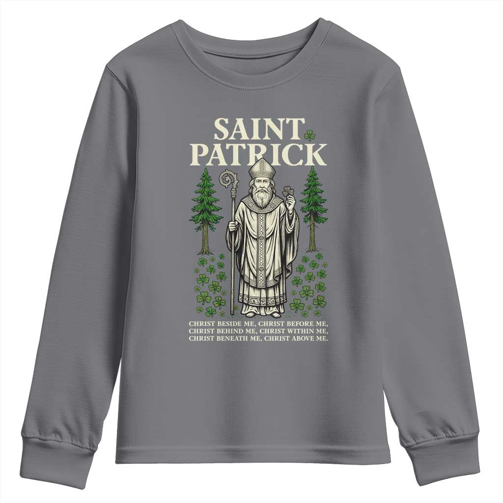 Saint Patrick Breastplate Prayer Youth Sweatshirt Irish Christian Gift TS12 Charcoal Print Your Wear