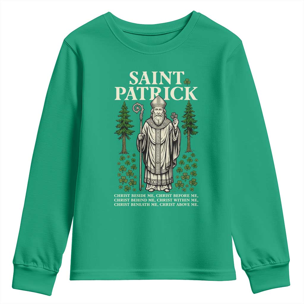 Saint Patrick Breastplate Prayer Youth Sweatshirt Irish Christian Gift TS12 Irish Green Print Your Wear