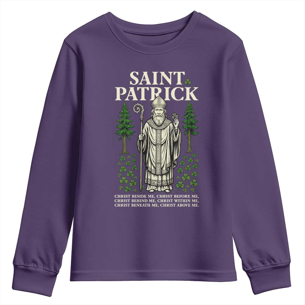 Saint Patrick Breastplate Prayer Youth Sweatshirt Irish Christian Gift TS12 Purple Print Your Wear