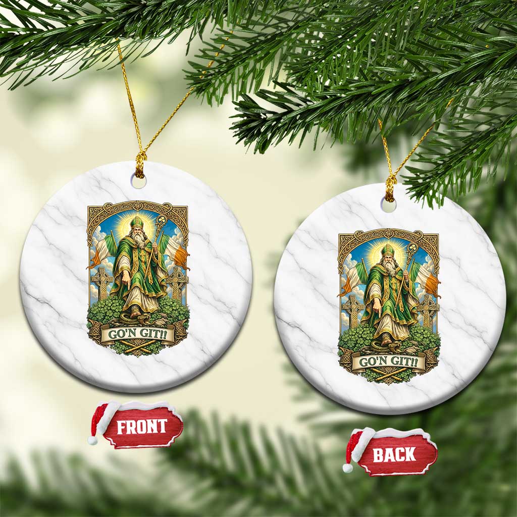 Funny Saint Patrick Go'n Git Snake Ceramic Ornament St Patricks Day TS12 1pc White Marble Print Your Wear