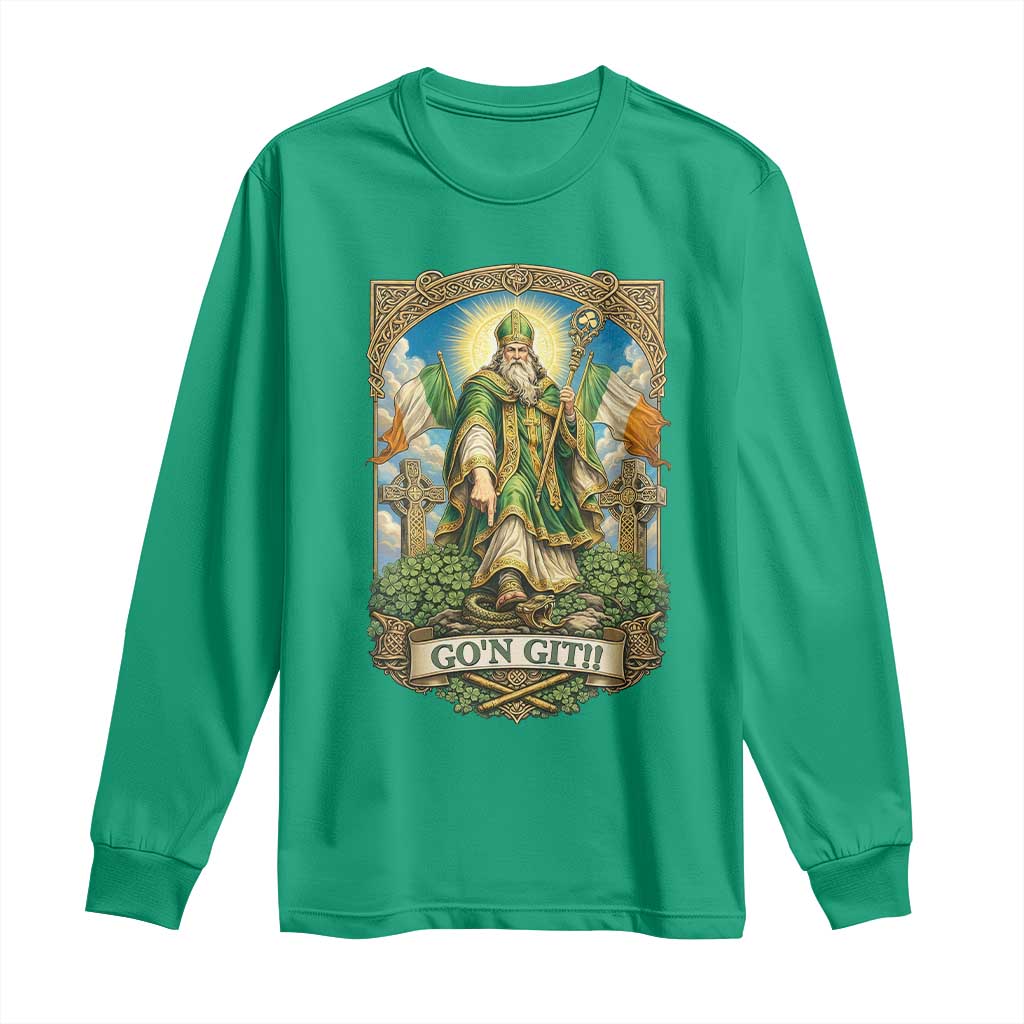 Funny Saint Patrick Go'n Git Snake Long Sleeve Shirt St Patricks Day TS12 Irish Green Print Your Wear
