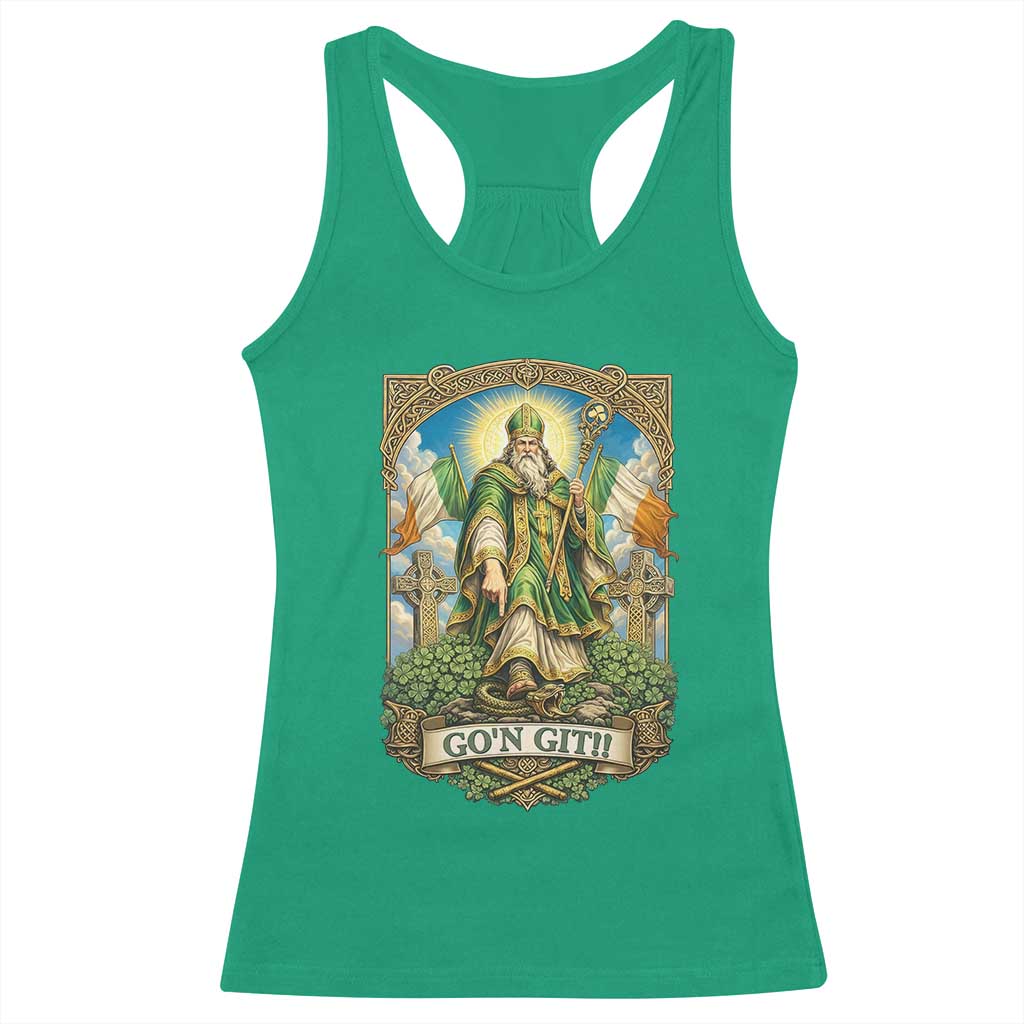 Funny Saint Patrick Go'n Git Snake Racerback Tank Top St Patricks Day TS12 Irish Green Print Your Wear