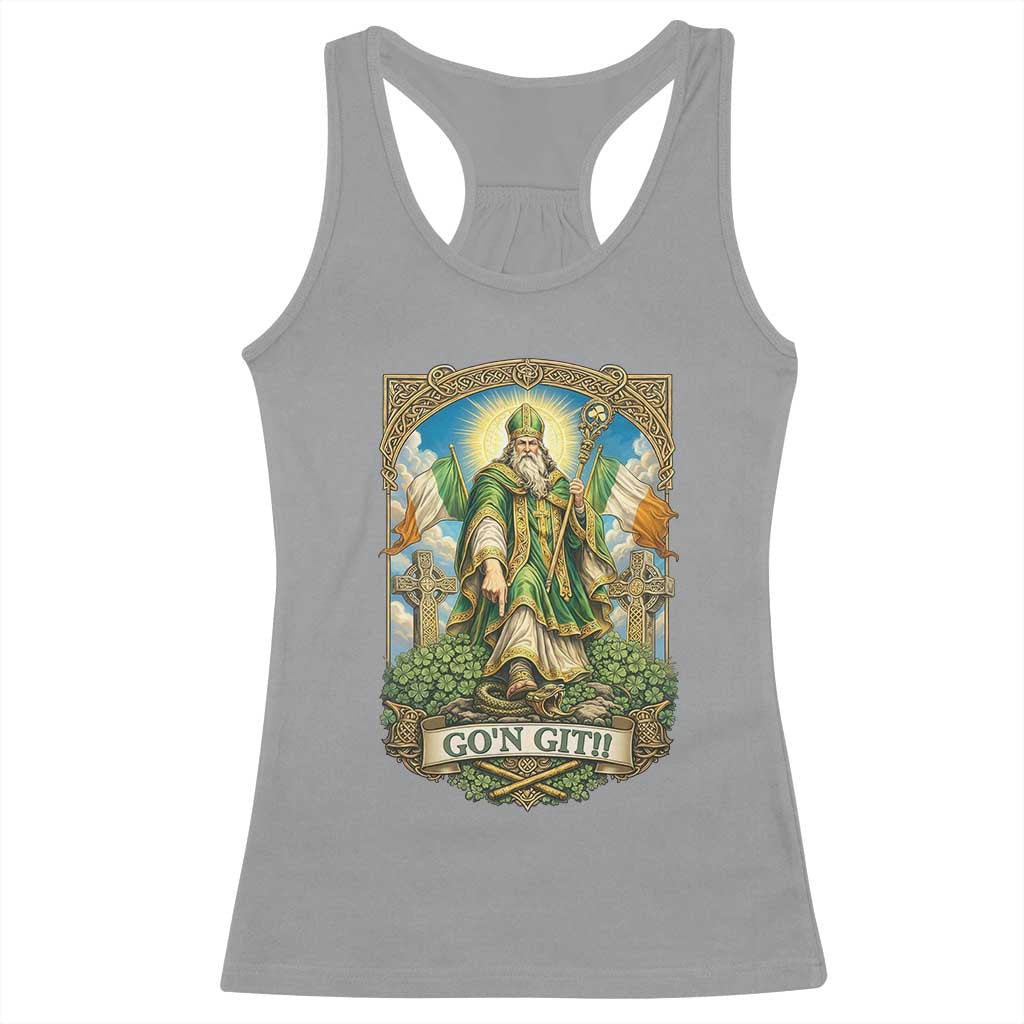 Funny Saint Patrick Go'n Git Snake Racerback Tank Top St Patricks Day TS12 Sport Gray Print Your Wear