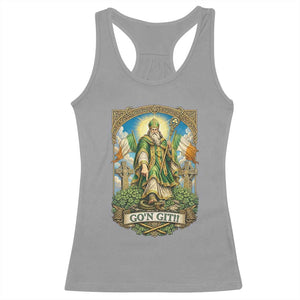 Funny Saint Patrick Go'n Git Snake Racerback Tank Top St Patricks Day TS12 Sport Gray Print Your Wear