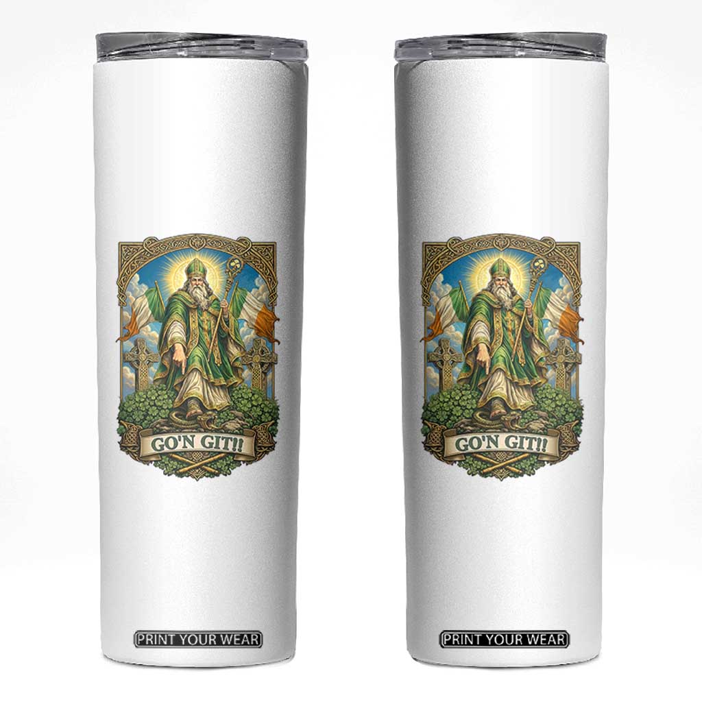 Funny Saint Patrick Go'n Git Snake Skinny Tumbler St Patricks Day TS12 White Print Your Wear