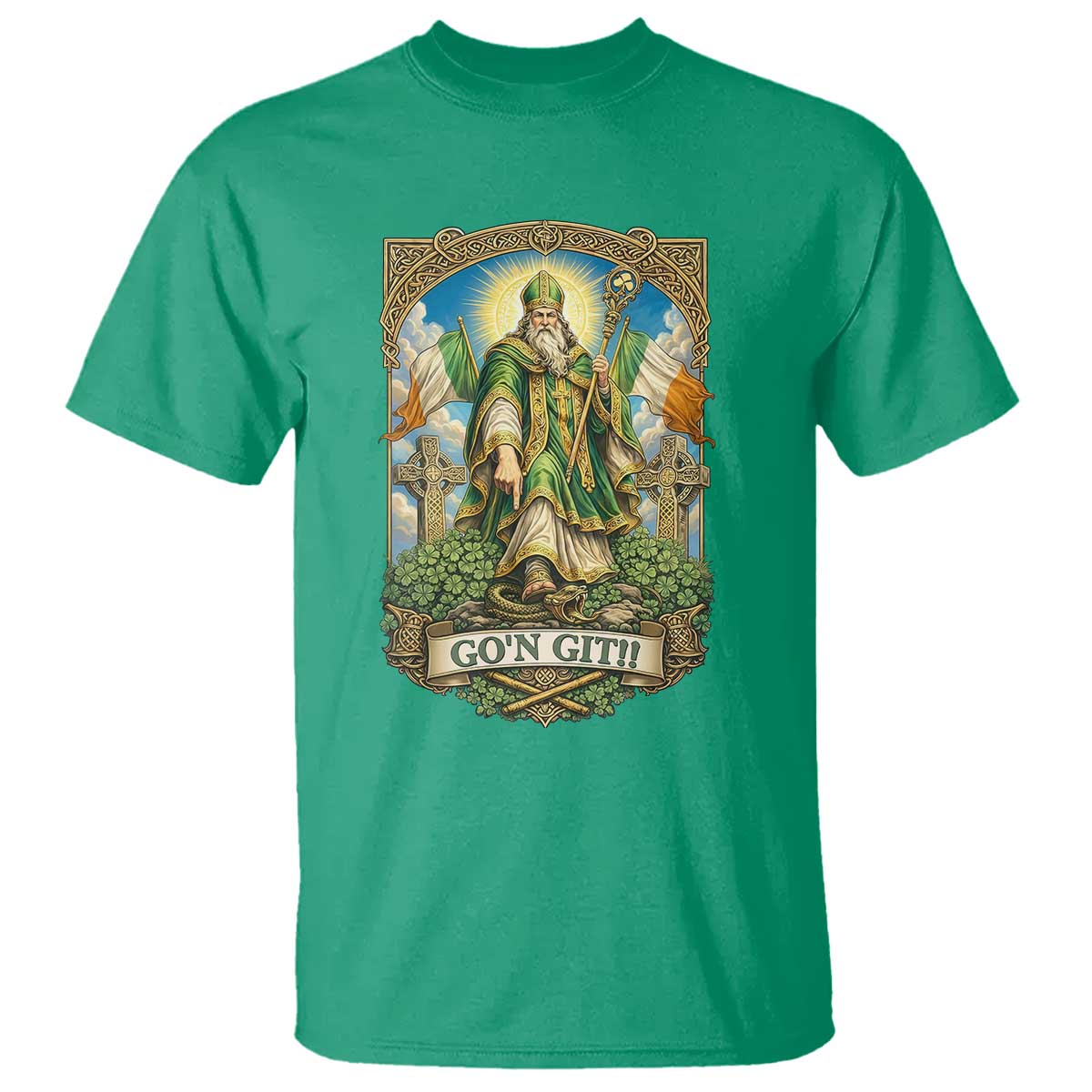 Funny Saint Patrick Go'n Git Snake T Shirt St Patricks Day TS12 Irish Green Print Your Wear