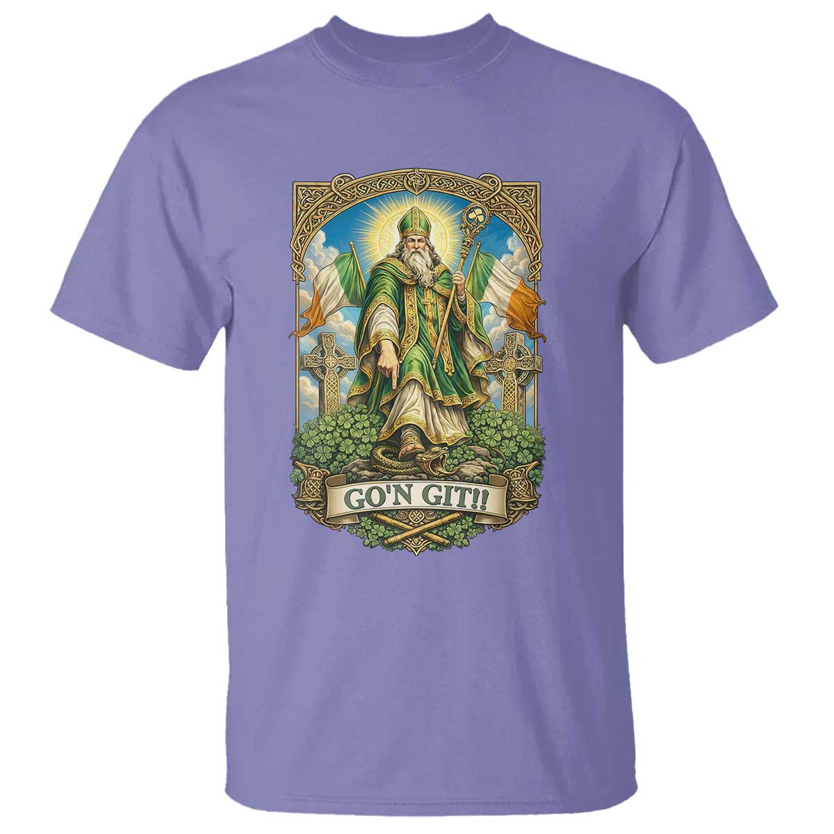 Funny Saint Patrick Go'n Git Snake T Shirt St Patricks Day TS12 Violet Print Your Wear