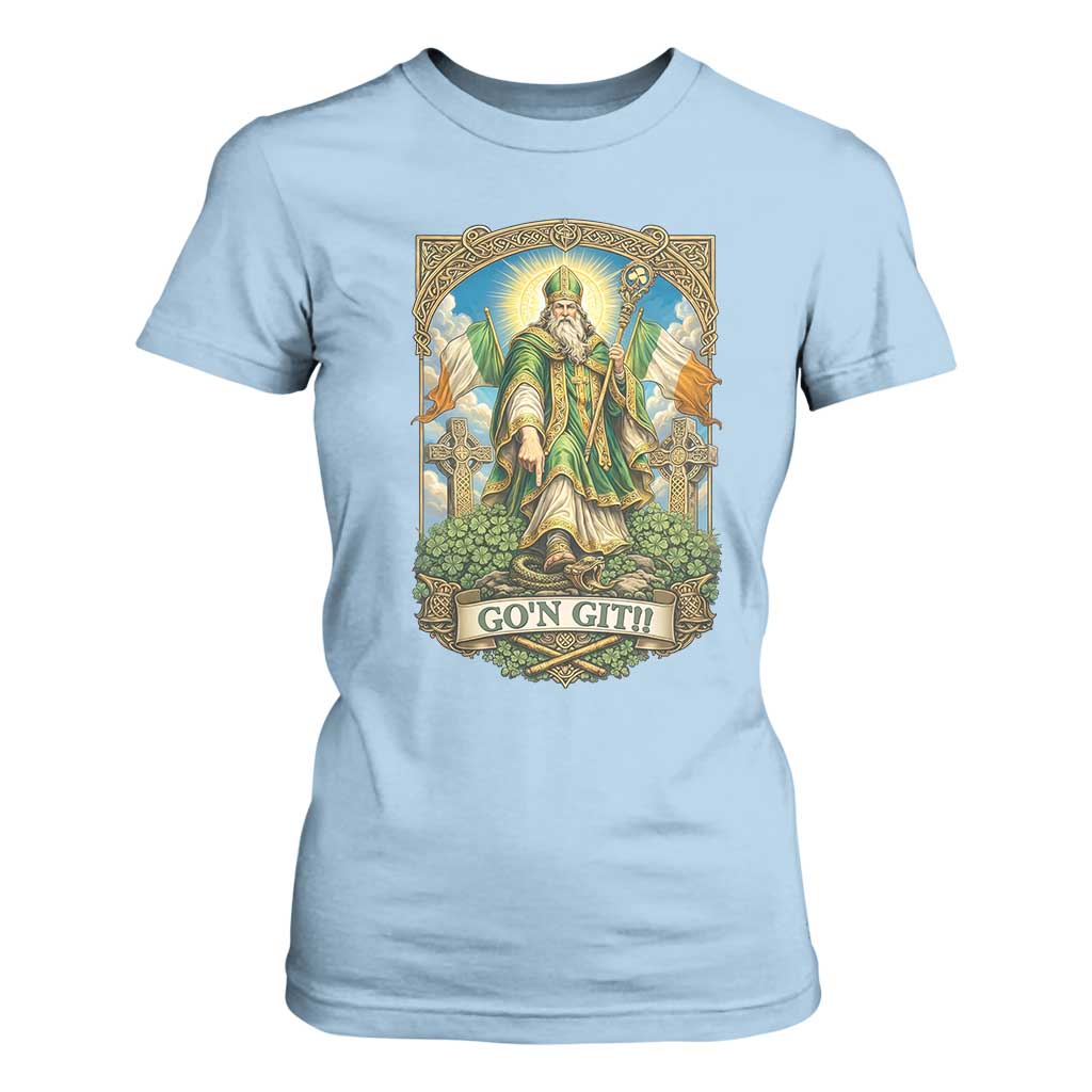 Funny Saint Patrick Go'n Git Snake T Shirt For Women St Patricks Day TS12 Light Blue Print Your Wear
