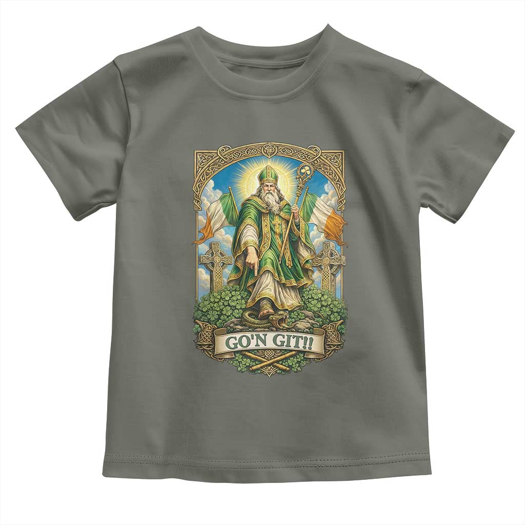 Funny Saint Patrick Go'n Git Snake Toddler T Shirt St Patricks Day TS12 Military Green Print Your Wear