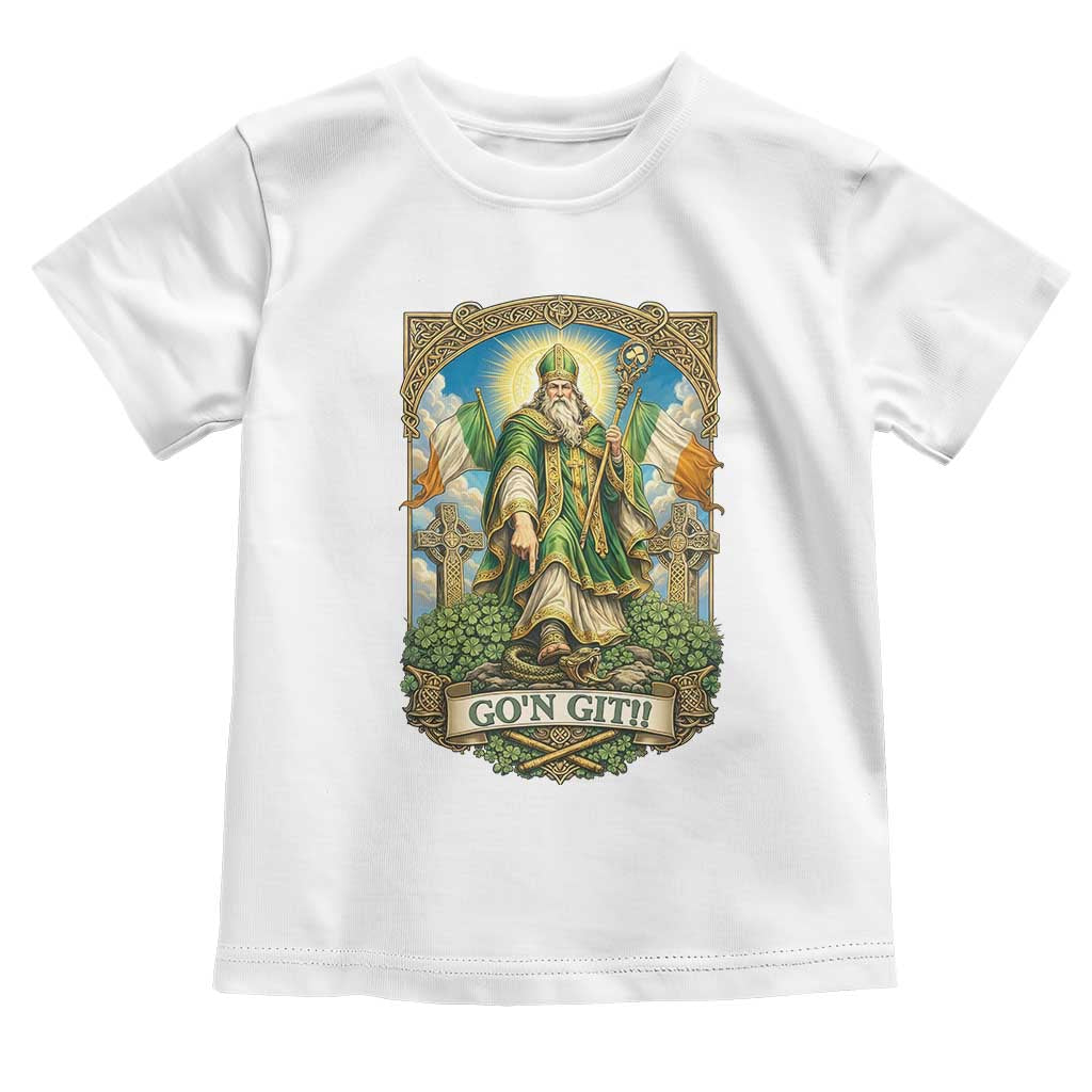Funny Saint Patrick Go'n Git Snake Toddler T Shirt St Patricks Day TS12 White Print Your Wear