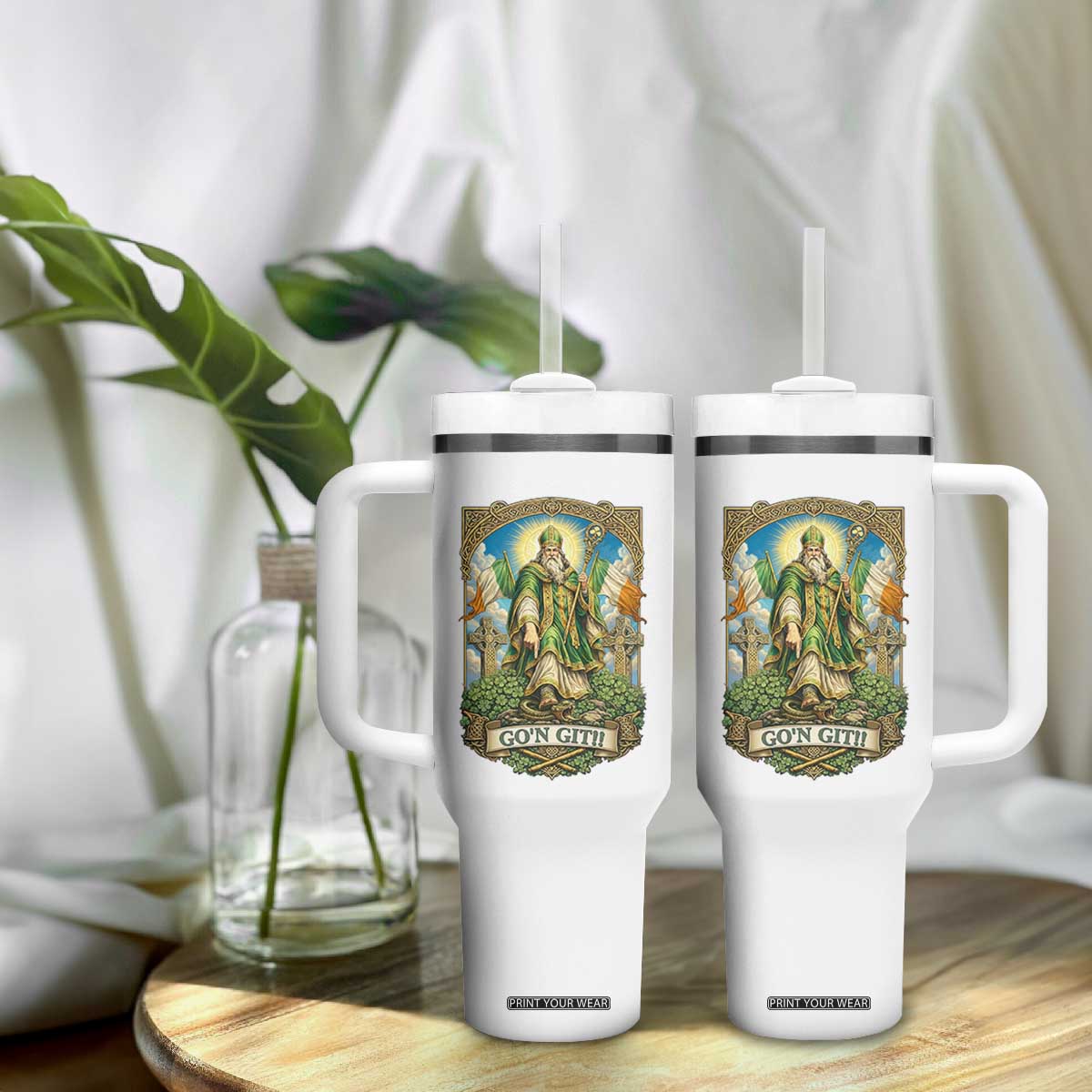 Funny Saint Patrick Go'n Git Snake Tumbler With Handle St Patricks Day TS12 Print Your Wear