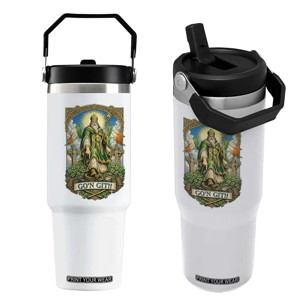 Funny Saint Patrick Go'n Git Snake Flip Straw Tumbler St Patricks Day TS12 One Size: 30 oz White Print Your Wear