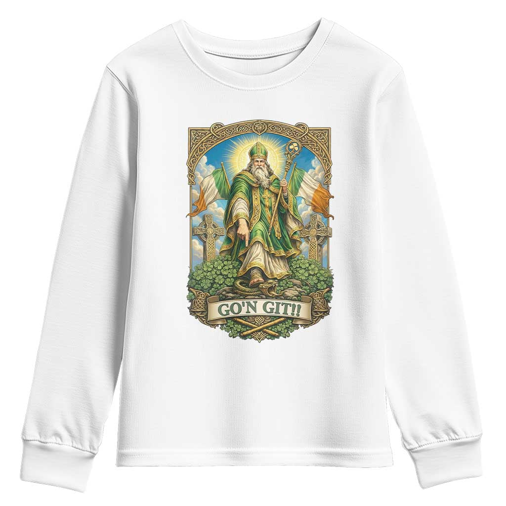 Funny Saint Patrick Go'n Git Snake Youth Sweatshirt St Patricks Day TS12 White Print Your Wear