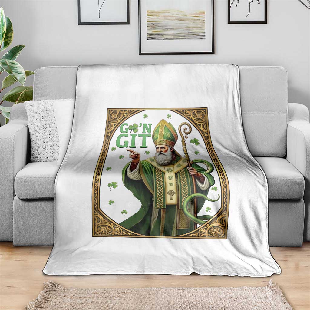 Saint Patrick Go'n Git Throw Blanket Funny St Patricks Day Snake Legend TS12 Print Your Wear