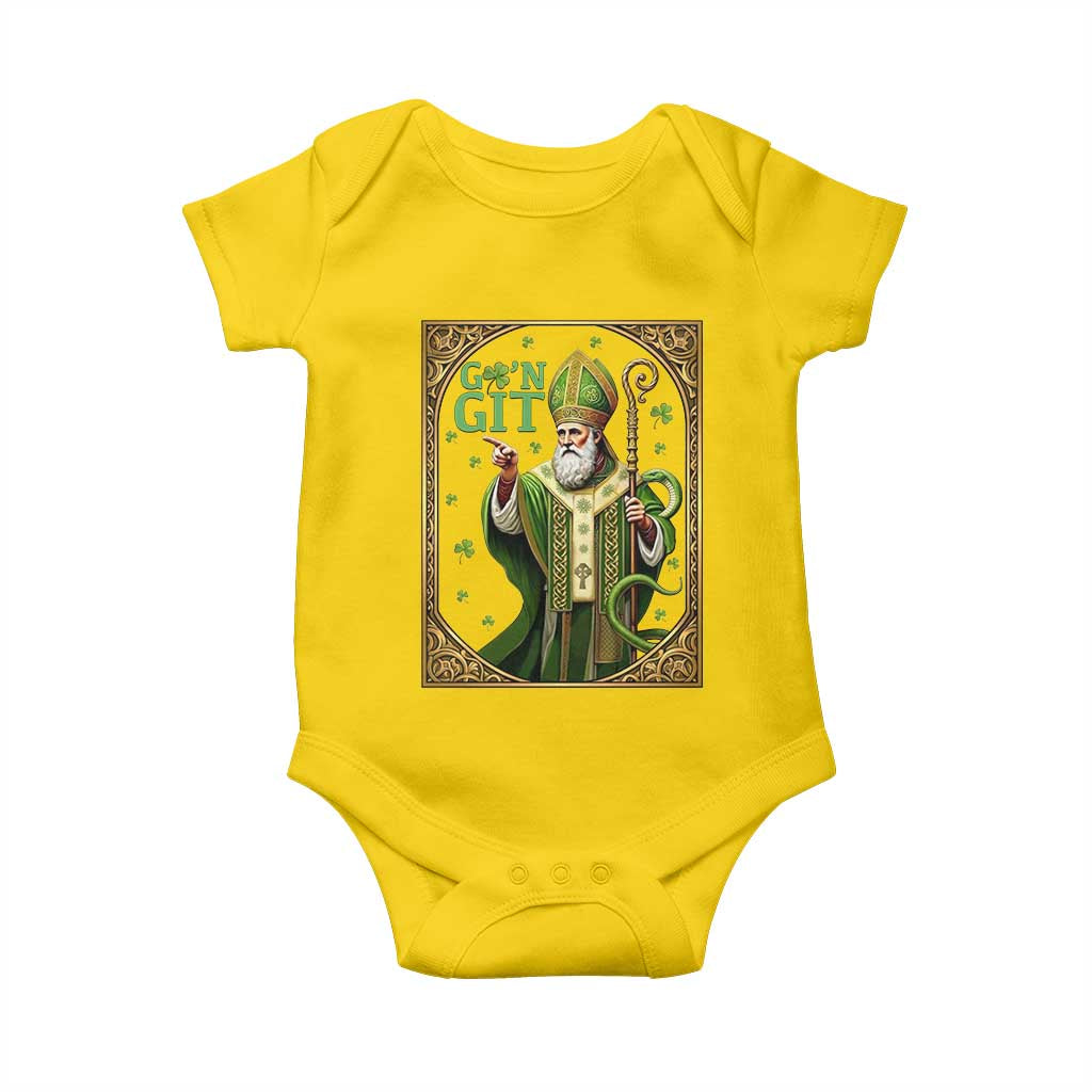 Saint Patrick Go'n Git Baby Onesie Funny St Patricks Day Snake Legend TS12 Daisy Print Your Wear
