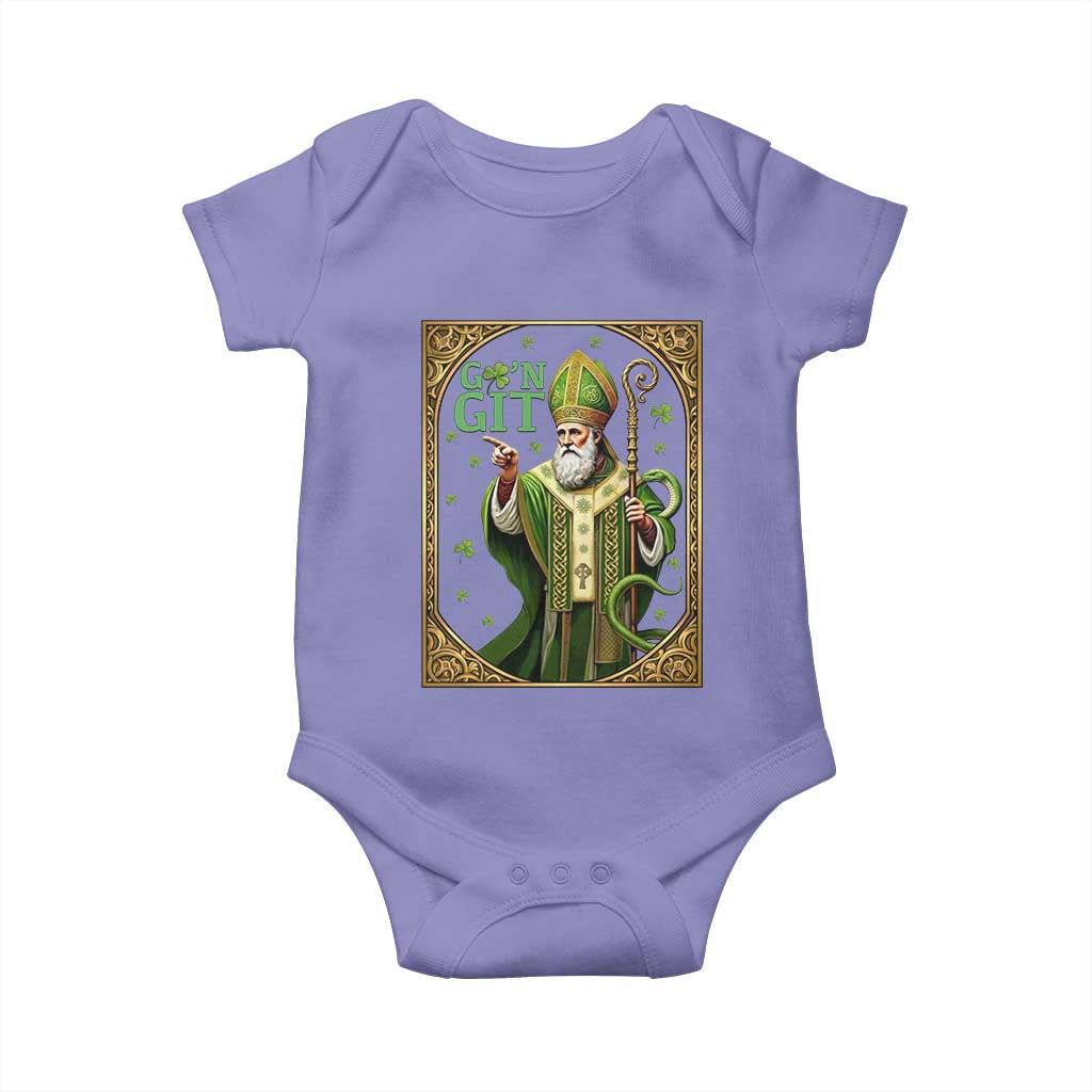 Saint Patrick Go'n Git Baby Onesie Funny St Patricks Day Snake Legend TS12 Violet Print Your Wear