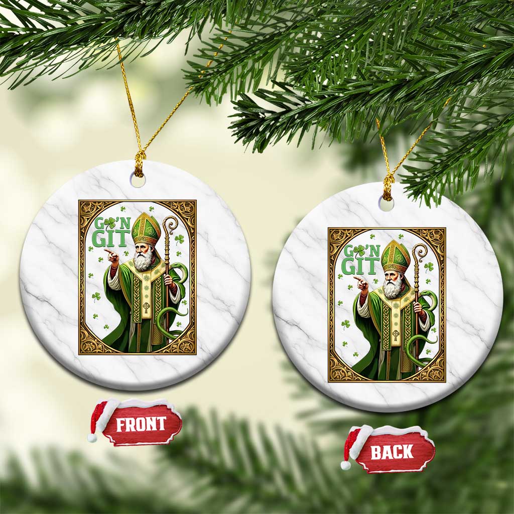 Saint Patrick Go'n Git Ceramic Ornament Funny St Patricks Day Snake Legend TS12 1pc White Marble Print Your Wear
