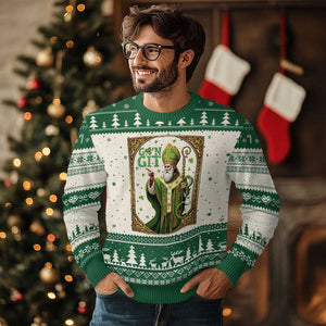 Saint Patrick Go'n Git Ugly Christmas Sweater Funny St Patricks Day Snake Legend TS12 Beige Green Print Your Wear