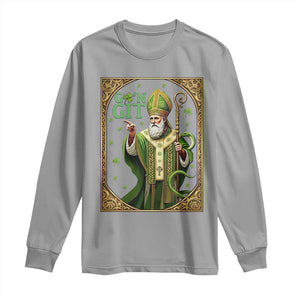Saint Patrick Go'n Git Long Sleeve Shirt Funny St Patricks Day Snake Legend TS12 Sport Gray Print Your Wear