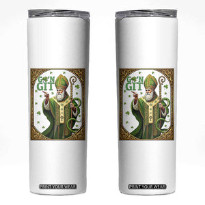 Saint Patrick Go'n Git Skinny Tumbler Funny St Patricks Day Snake Legend TS12 White Print Your Wear