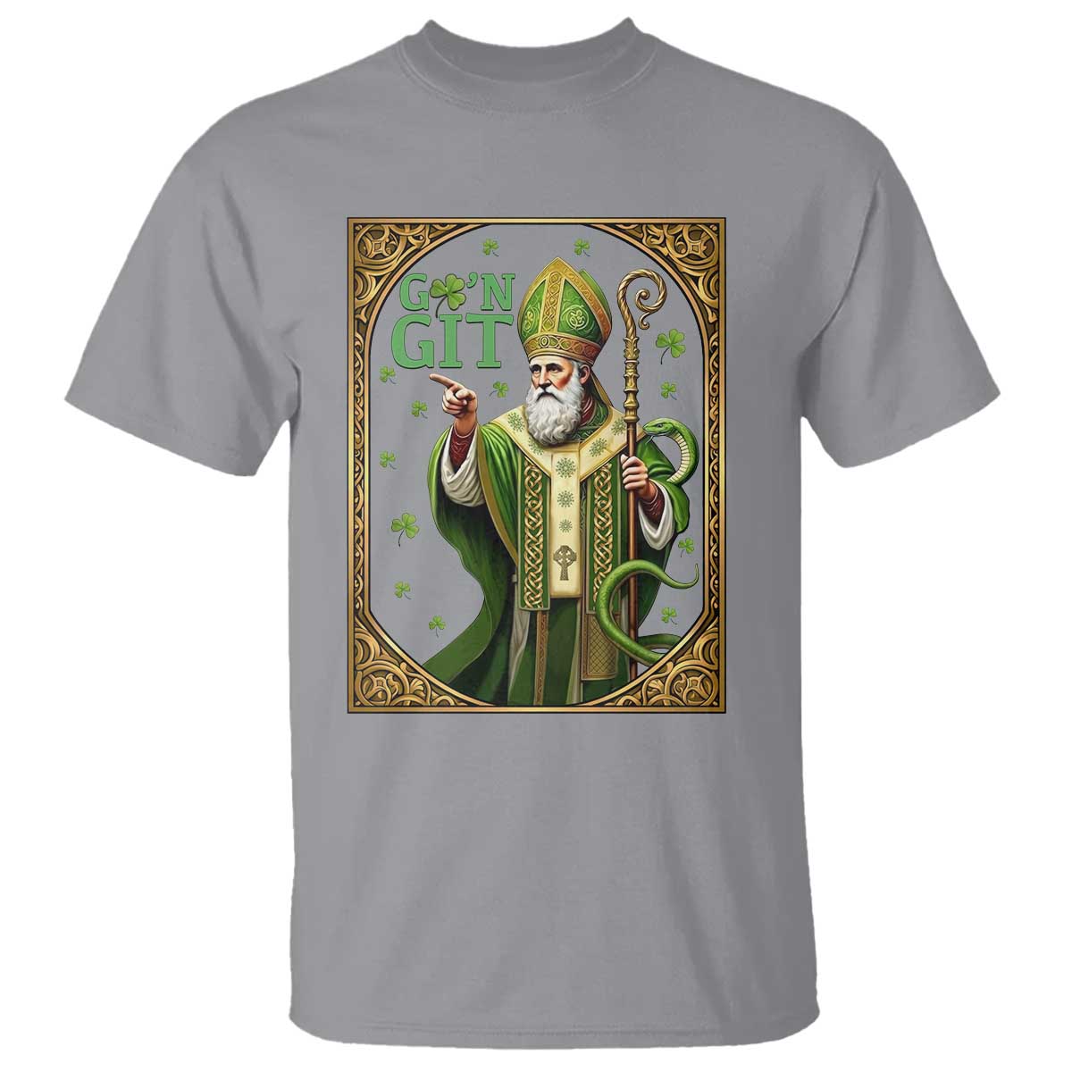 Saint Patrick Go'n Git T Shirt Funny St Patricks Day Snake Legend TS12 Sport Gray Print Your Wear