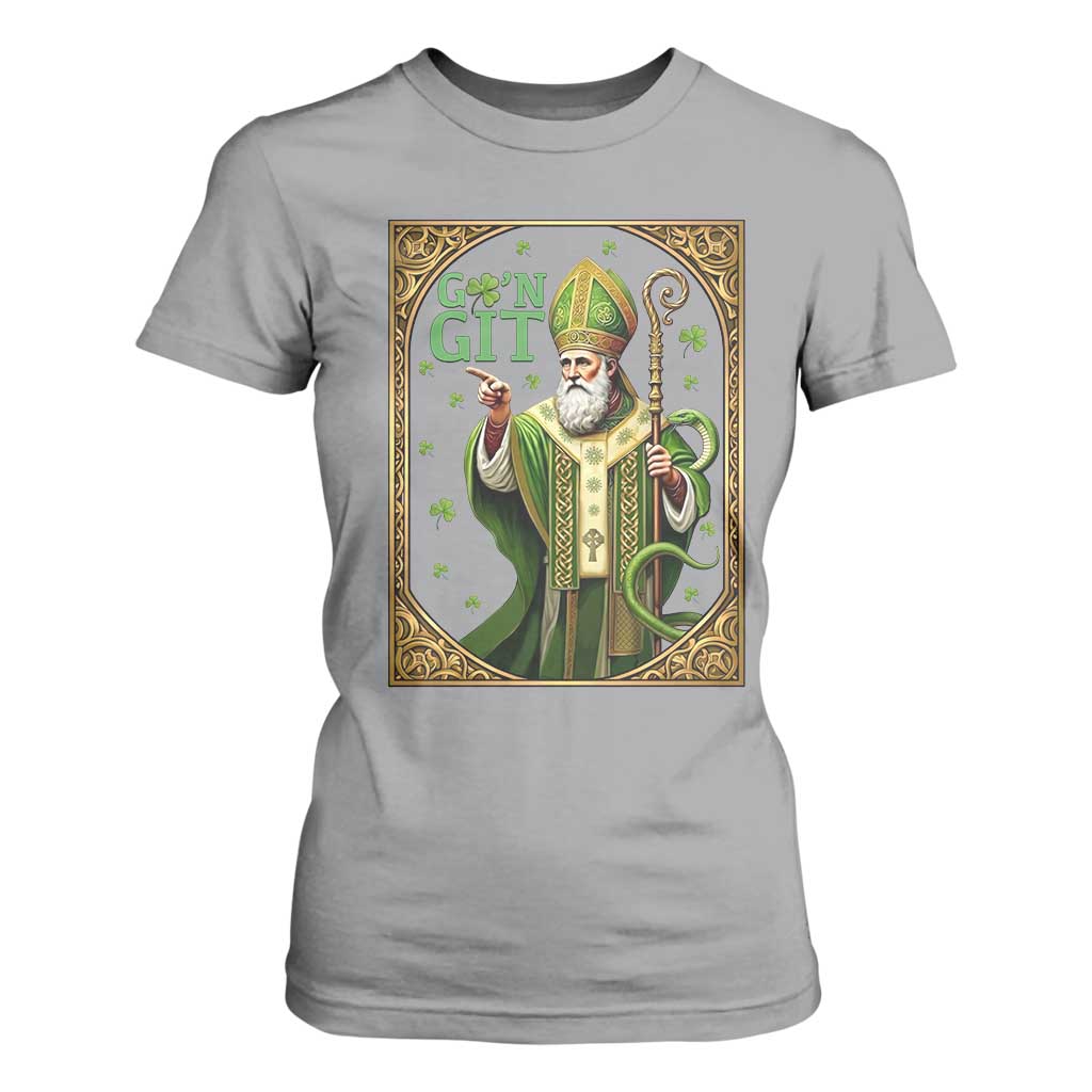 Saint Patrick Go'n Git T Shirt For Women Funny St Patricks Day Snake Legend TS12 Sport Gray Print Your Wear