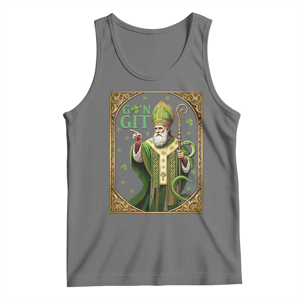 Saint Patrick Go'n Git Tank Top Funny St Patricks Day Snake Legend TS12 Black Heather Print Your Wear