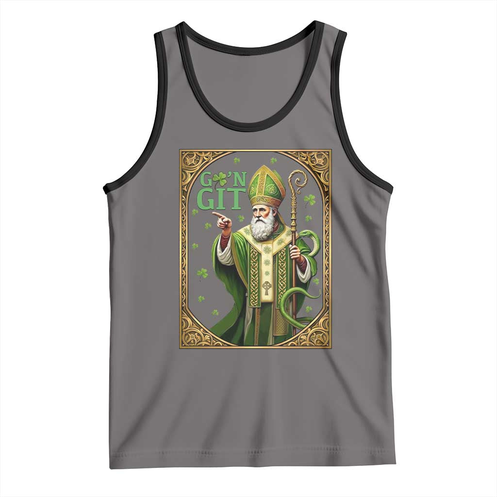 Saint Patrick Go'n Git Tank Top Funny St Patricks Day Snake Legend TS12 Deep Heather Black Print Your Wear