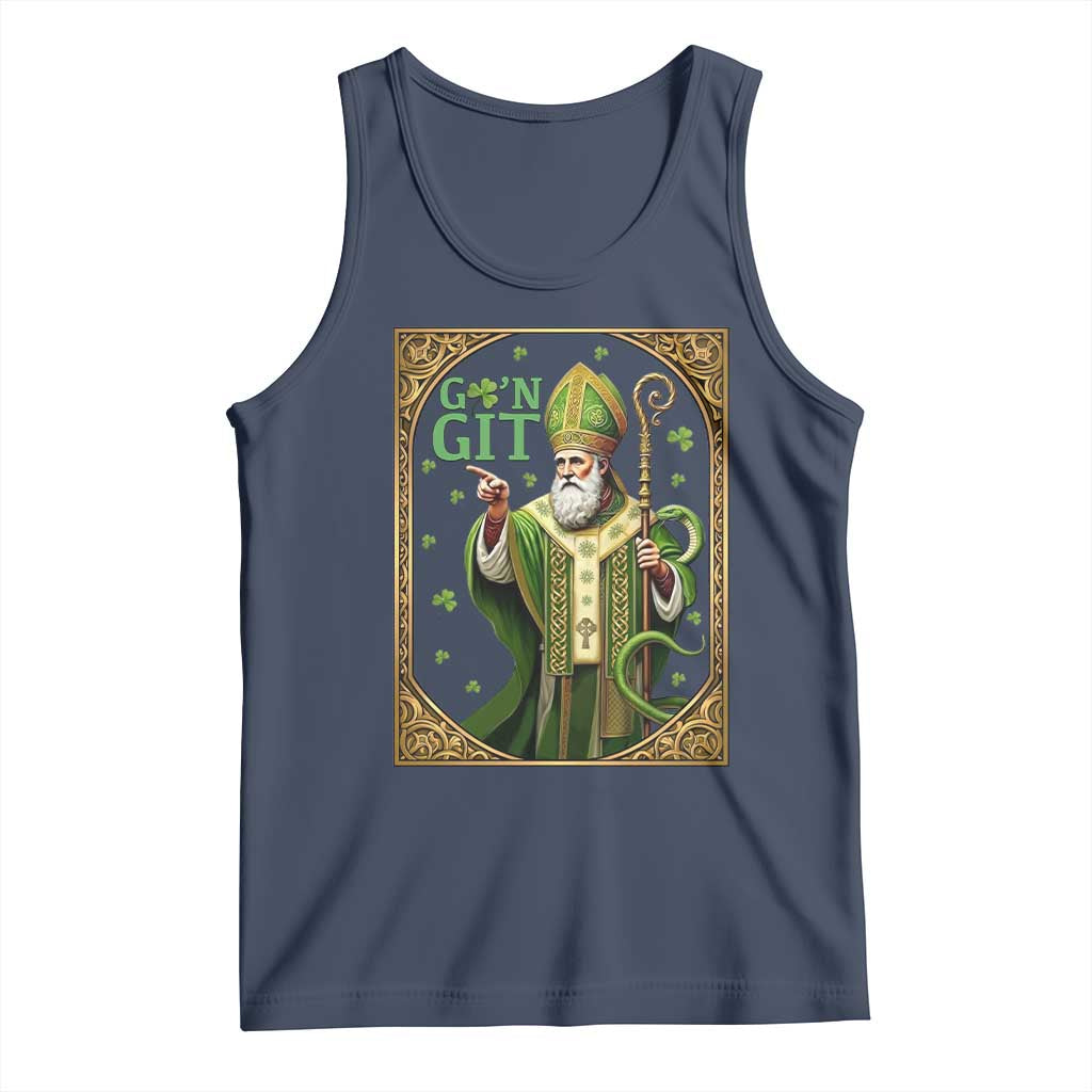 Saint Patrick Go'n Git Tank Top Funny St Patricks Day Snake Legend TS12 Navy Print Your Wear