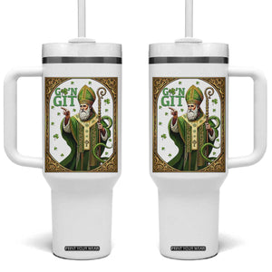 Saint Patrick Go'n Git Tumbler With Handle Funny St Patricks Day Snake Legend TS12 One Size: 40 oz White Print Your Wear