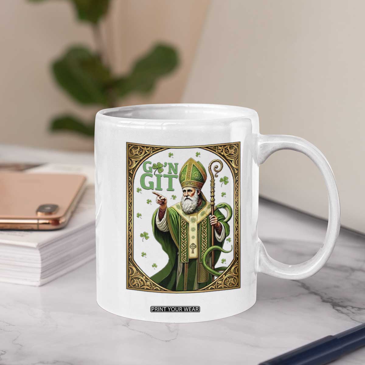Saint Patrick Go'n Git Coffee Mug Funny St Patricks Day Snake Legend TS12 Print Your Wear