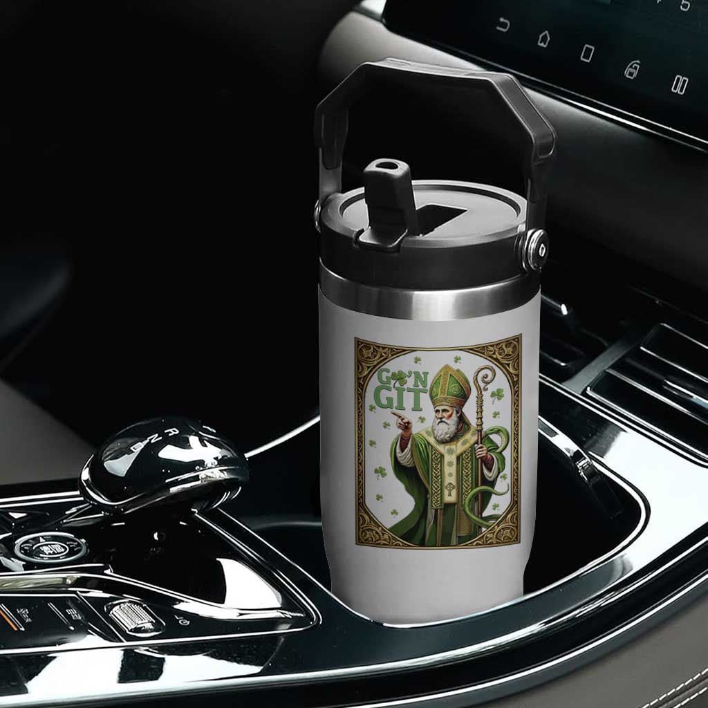 Saint Patrick Go'n Git Flip Straw Tumbler Funny St Patricks Day Snake Legend TS12 Print Your Wear